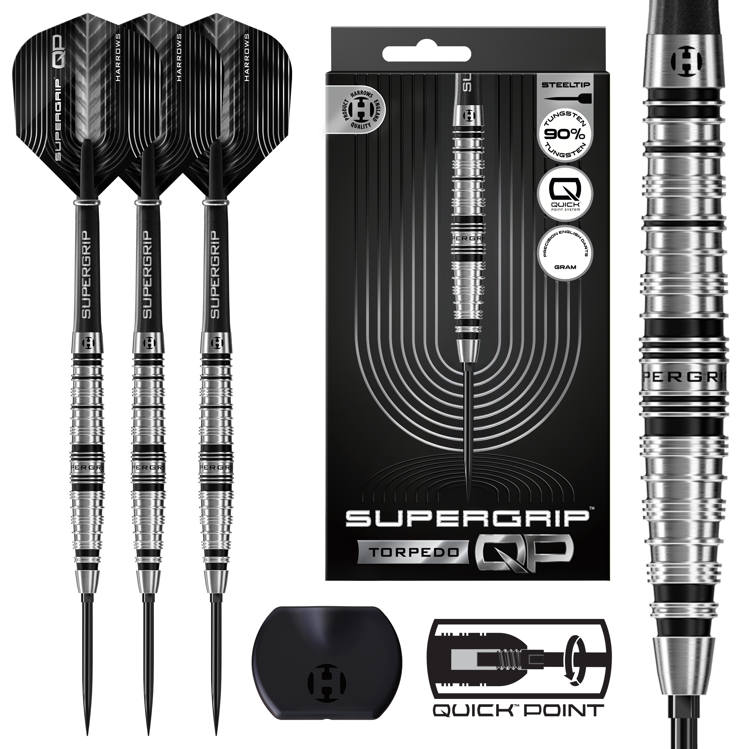 SUPERGRIP QP TORPEDO 90% QUICK POINT DARTSTIKAT