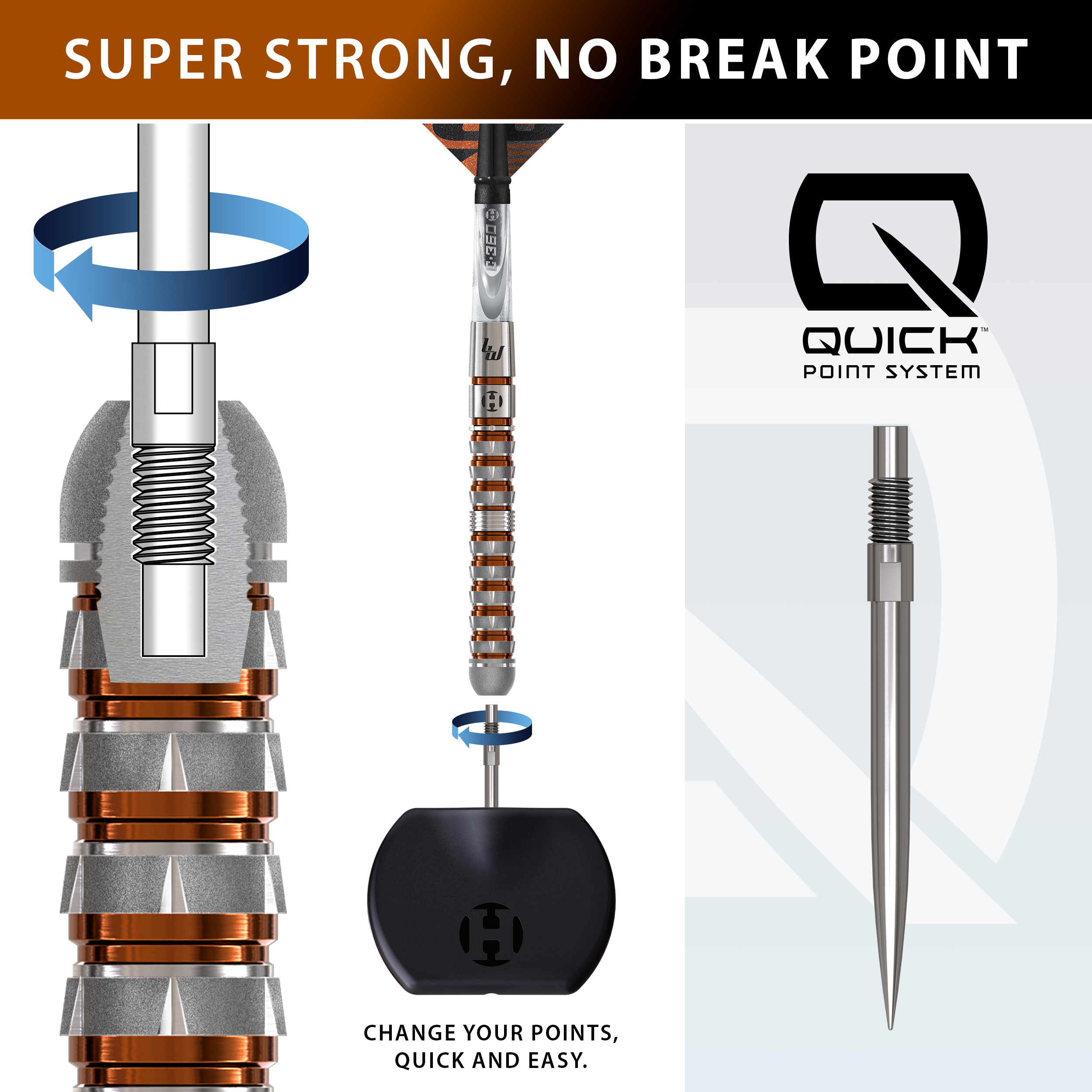 Harrows Luke Woodhouse 90% Series 3 Quick Point dartstikat