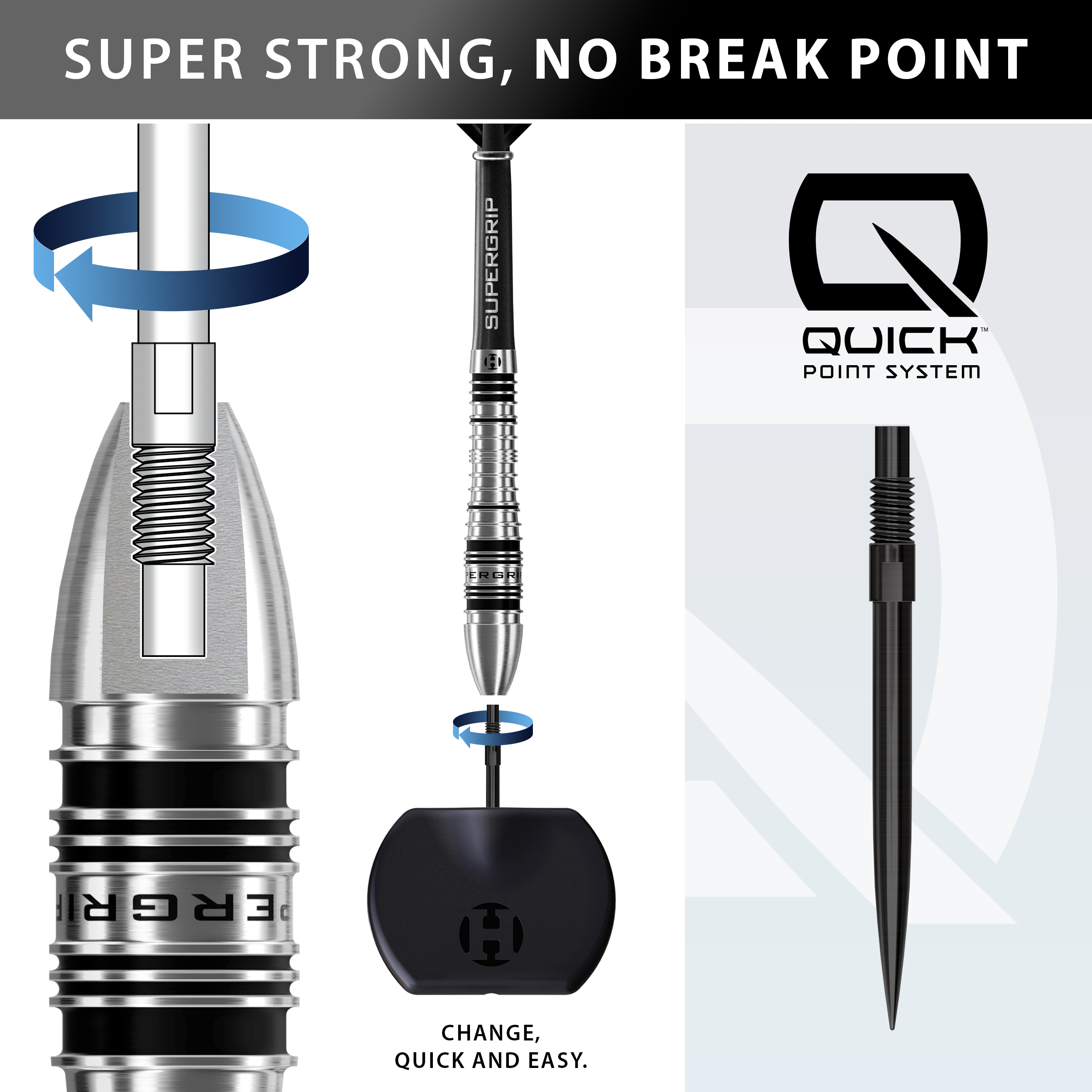 SUPERGRIP QP BOMB 90% QUICK POINT DARTSTIKAT