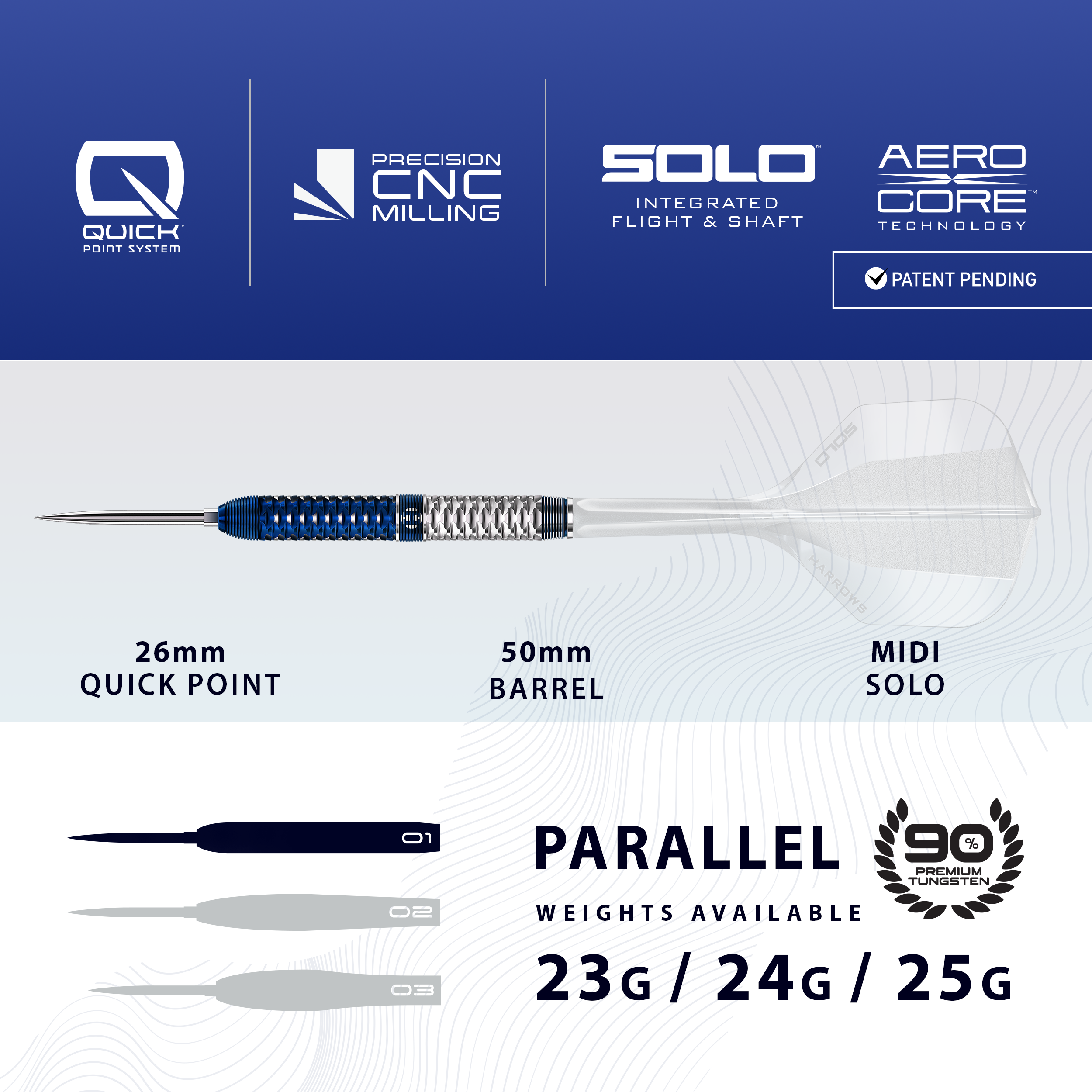 HARROWS GEO 01 90% QUICK POINT DARTSTIKAT