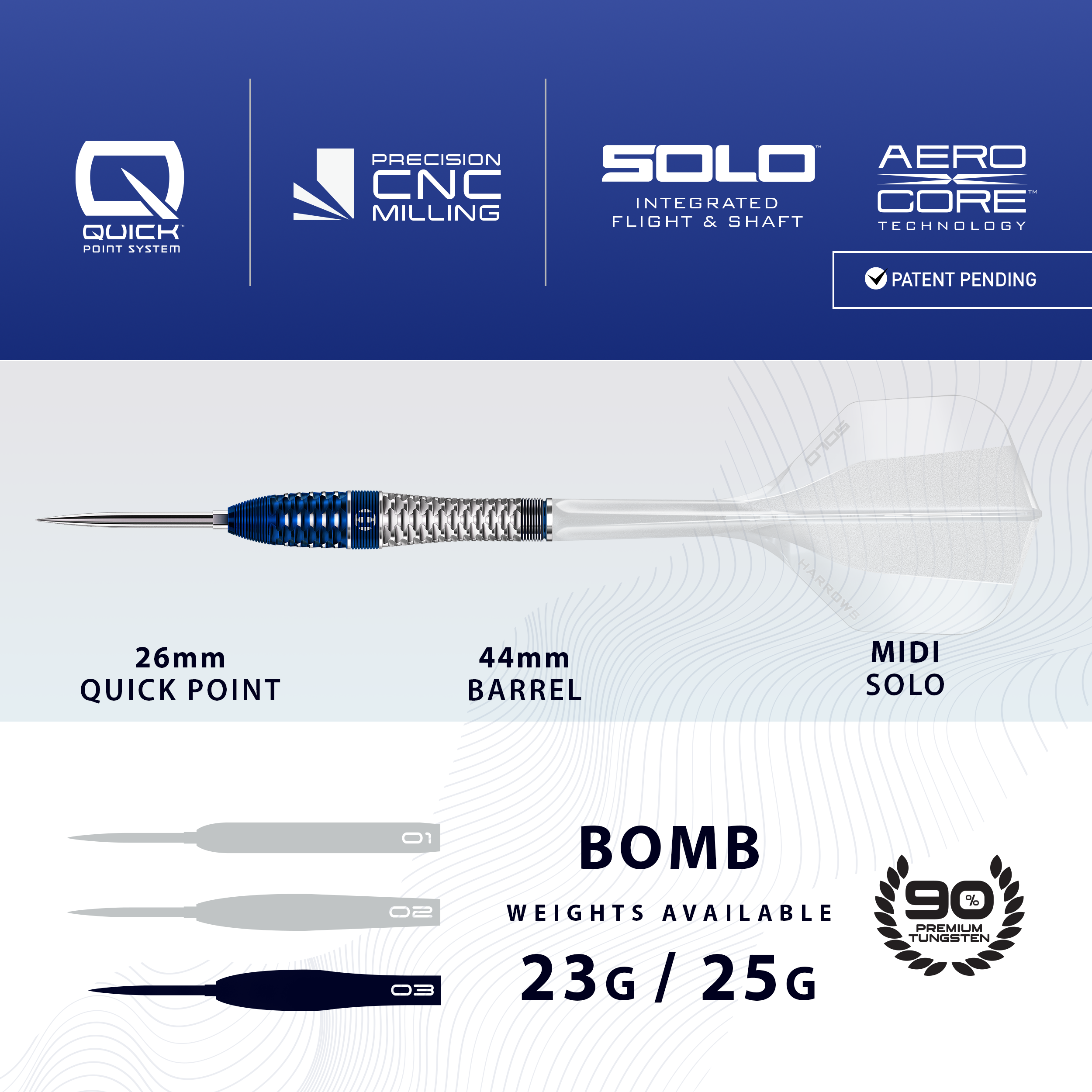 HARROWS GEO 03 90% QUICK POINT DARTSTIKAT