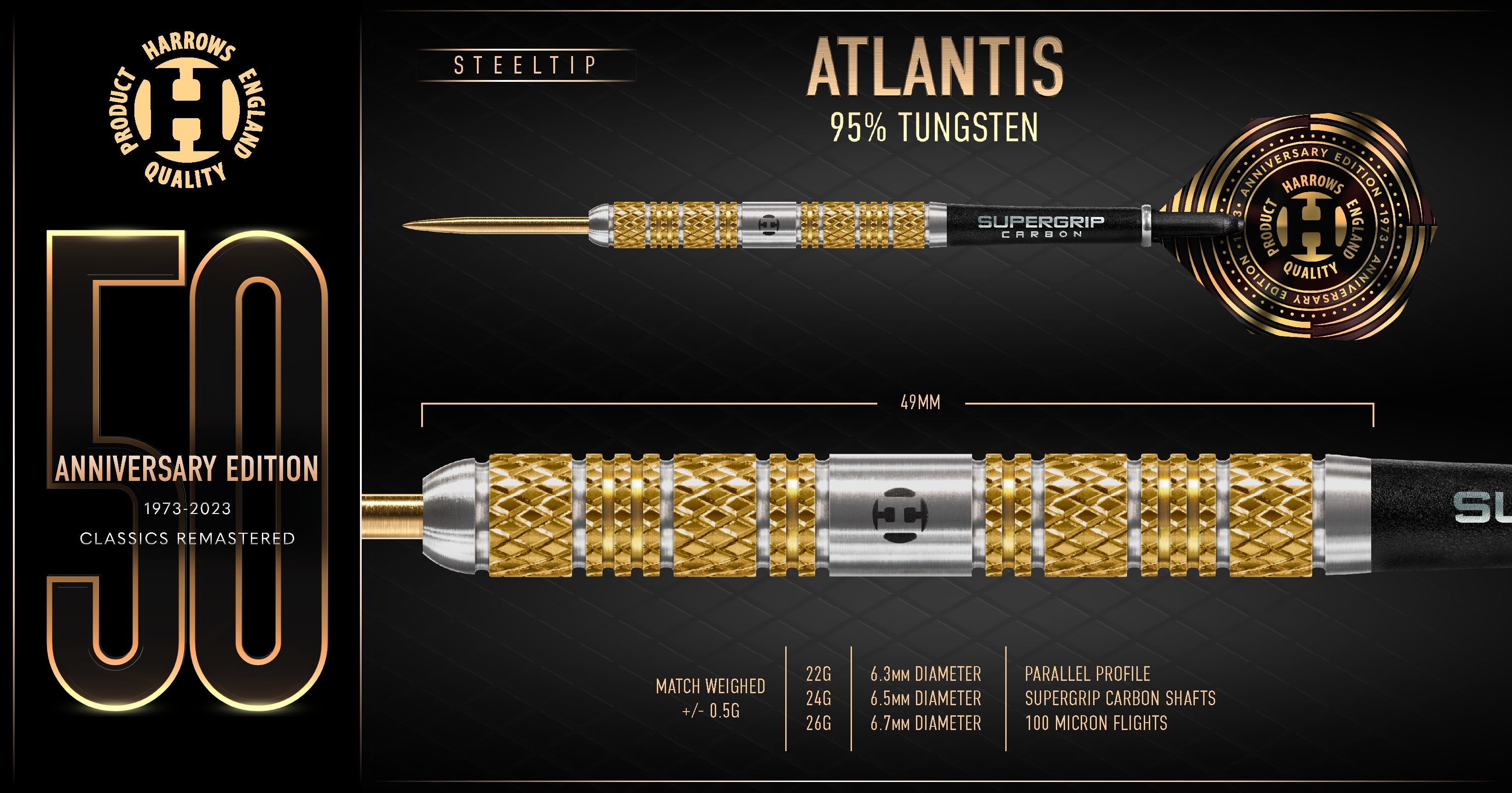 Harrows Atlantis 95% Tungsten dartstikat