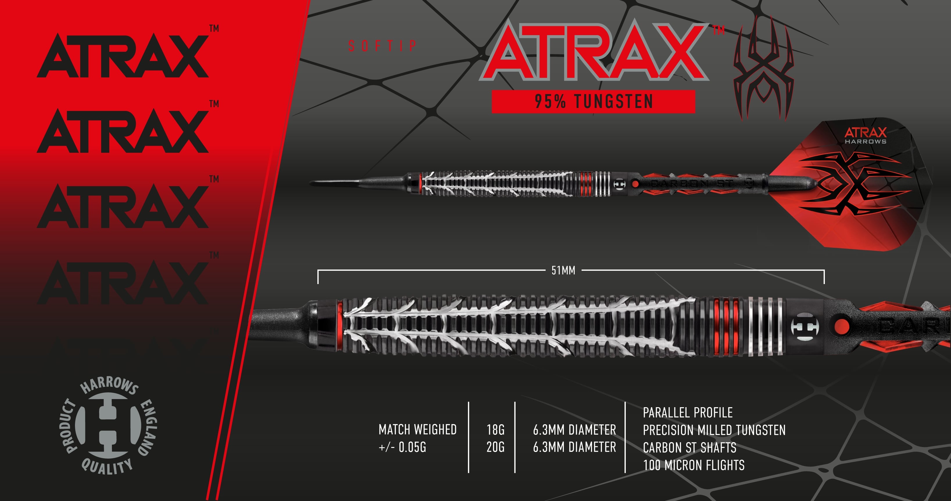 Harrows Atrax 95% Tungsten softiptikat