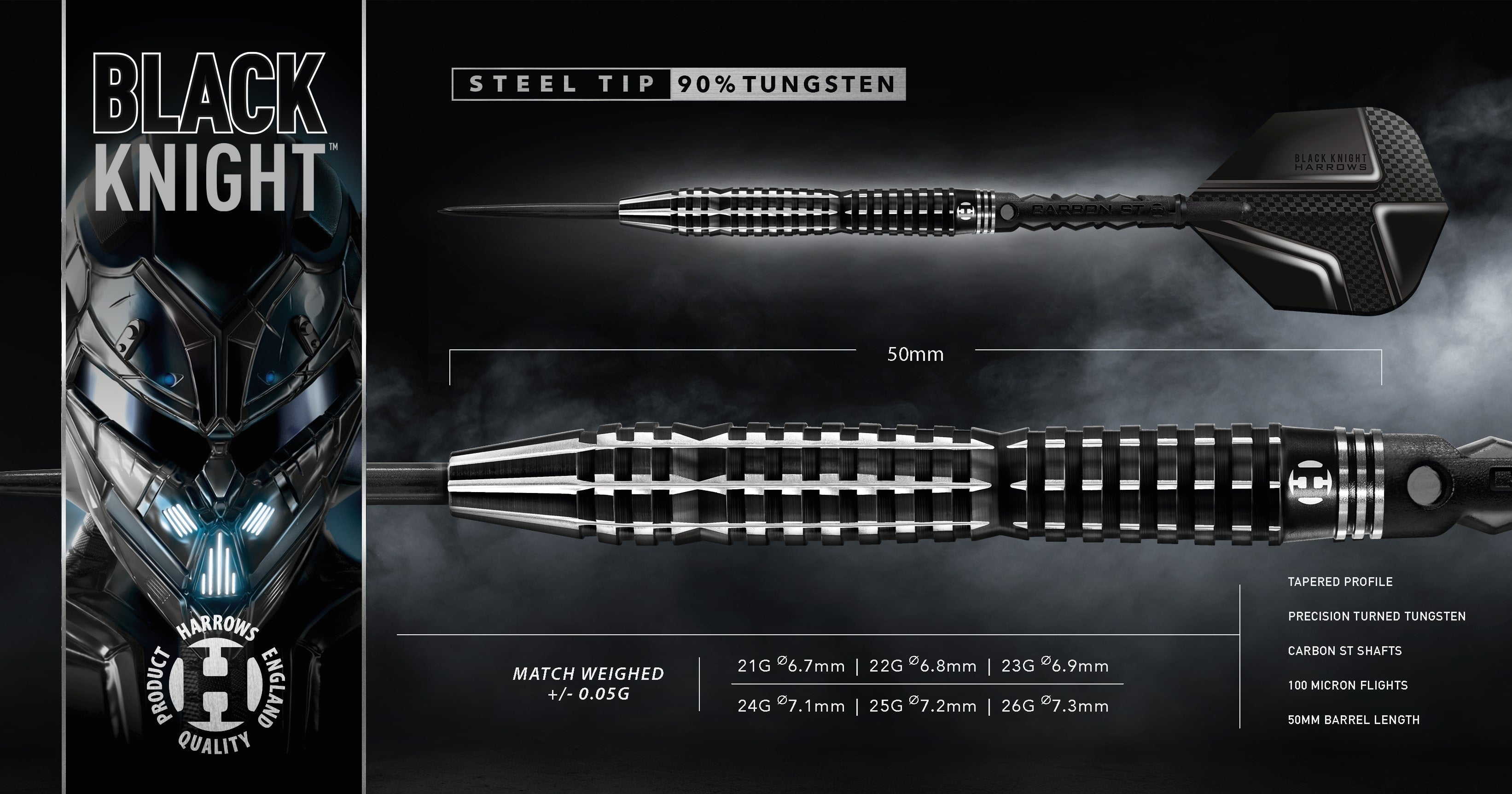 Harrows Black Knight 90% Tungsten dartstikat